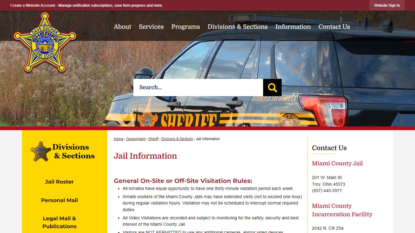 Jail Information | Miami County, OH - Official Website